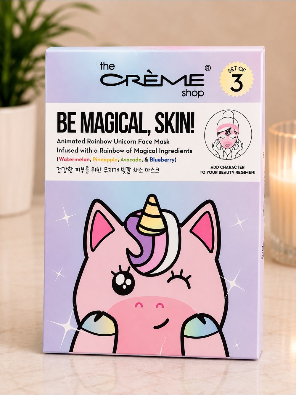 The Crème Shop Be Magical, Skin! Animated Rainbow Unicorn Face Masks (Set of 3)